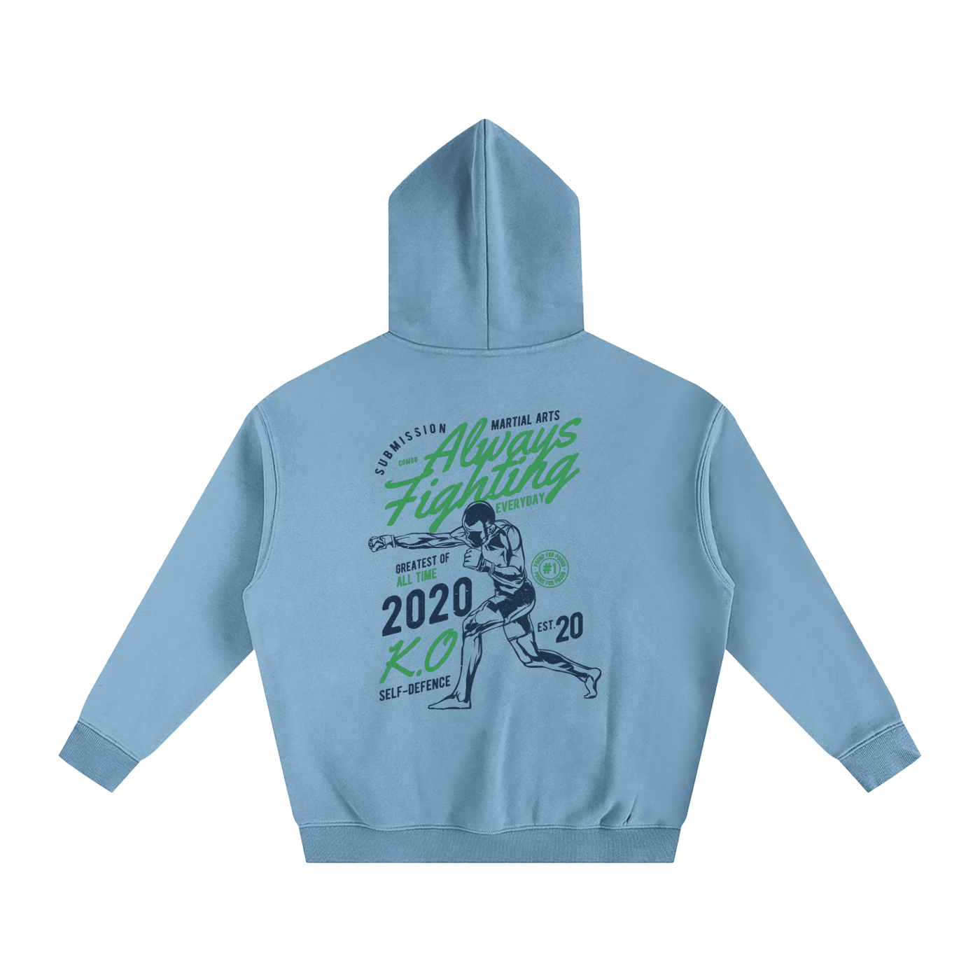 Always Fighting Green and Blue Text Hoodie - ARETE
