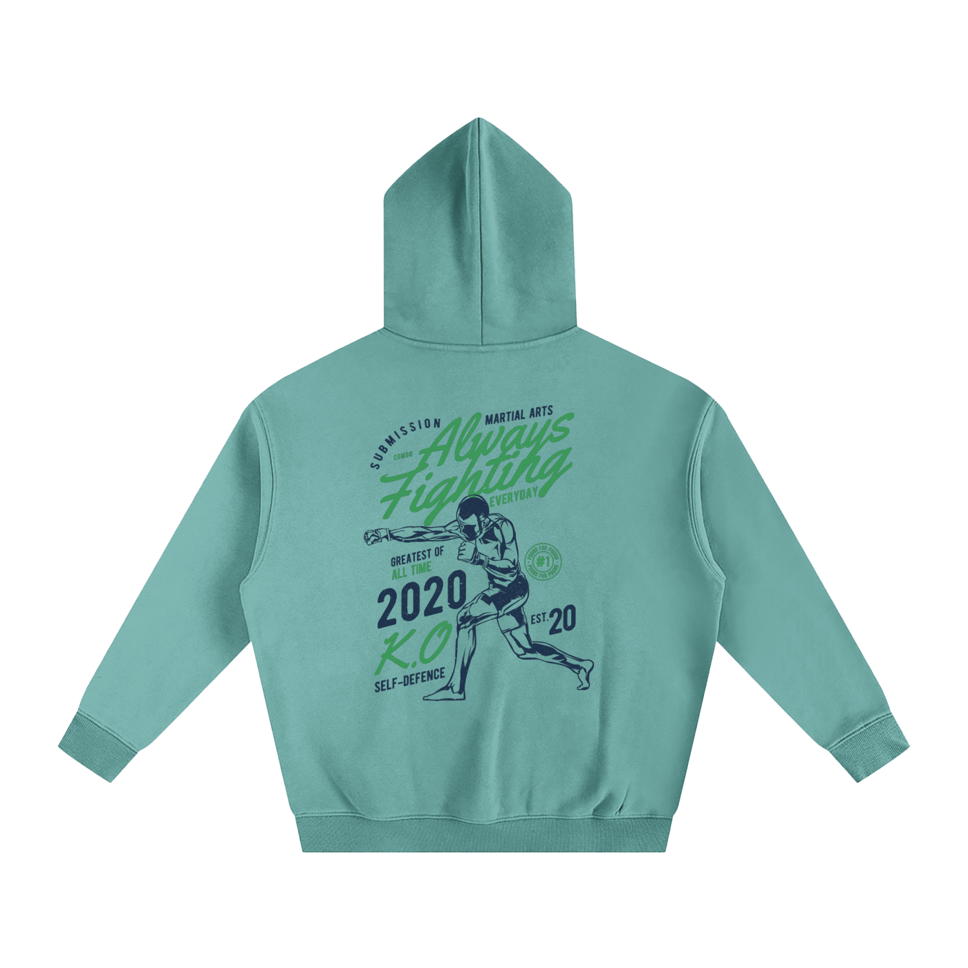 Always Fighting Green and Blue Text Hoodie - ARETE