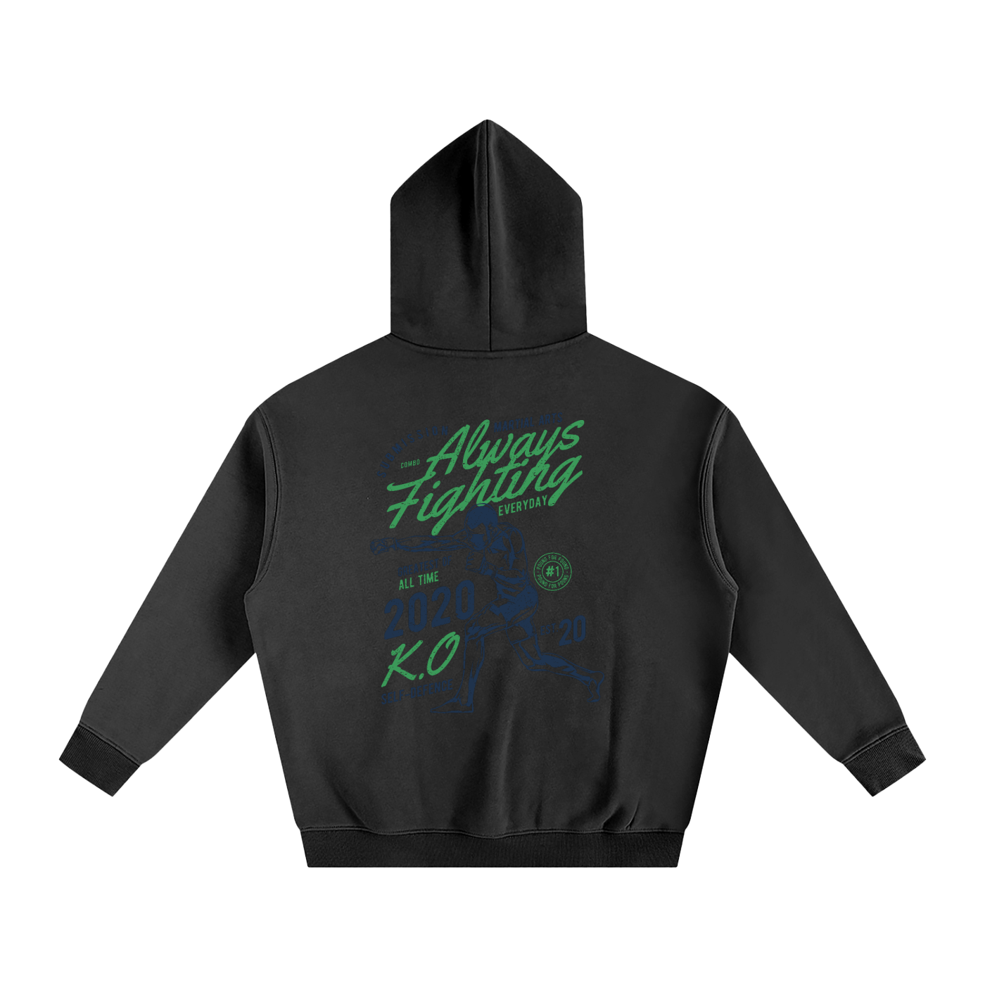 Always Fighting Green and Blue Text Hoodie - ARETE