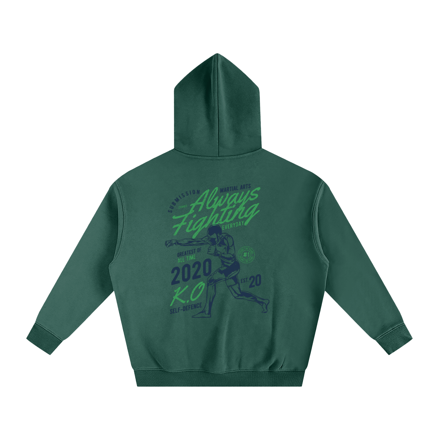Always Fighting Green and Blue Text Hoodie - ARETE