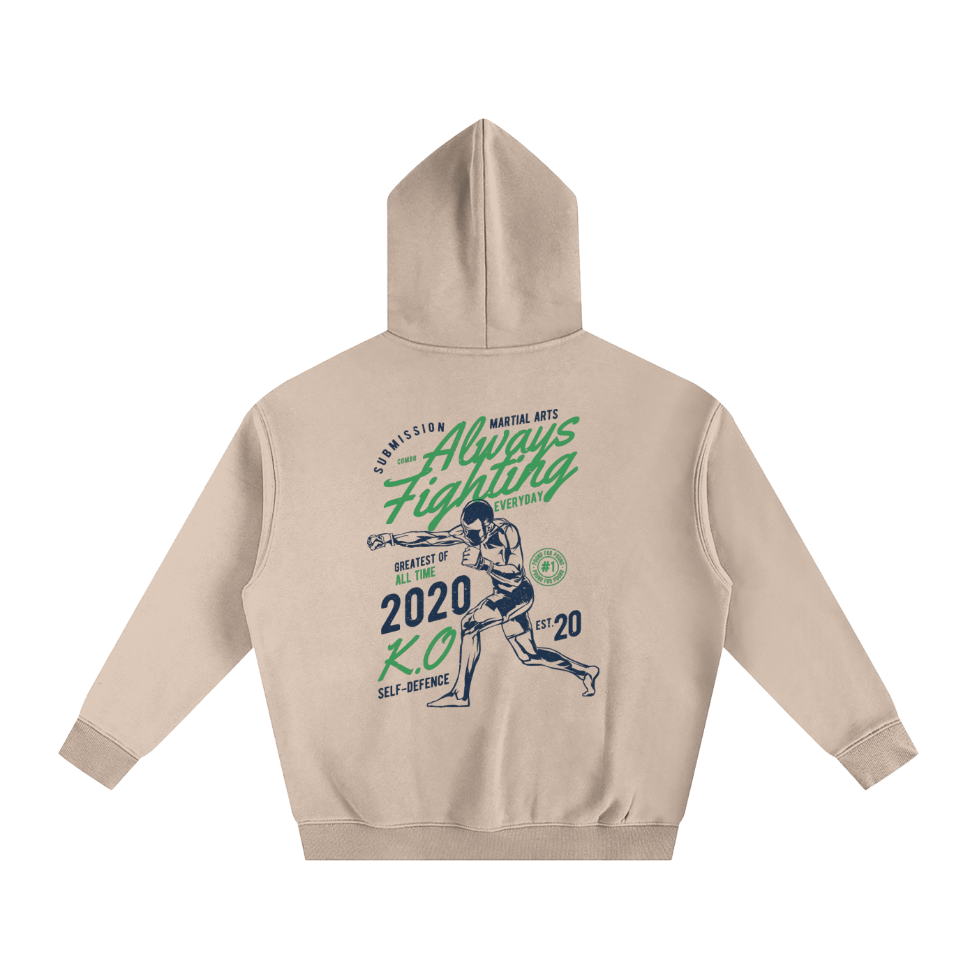 Always Fighting Green and Blue Text Hoodie - ARETE
