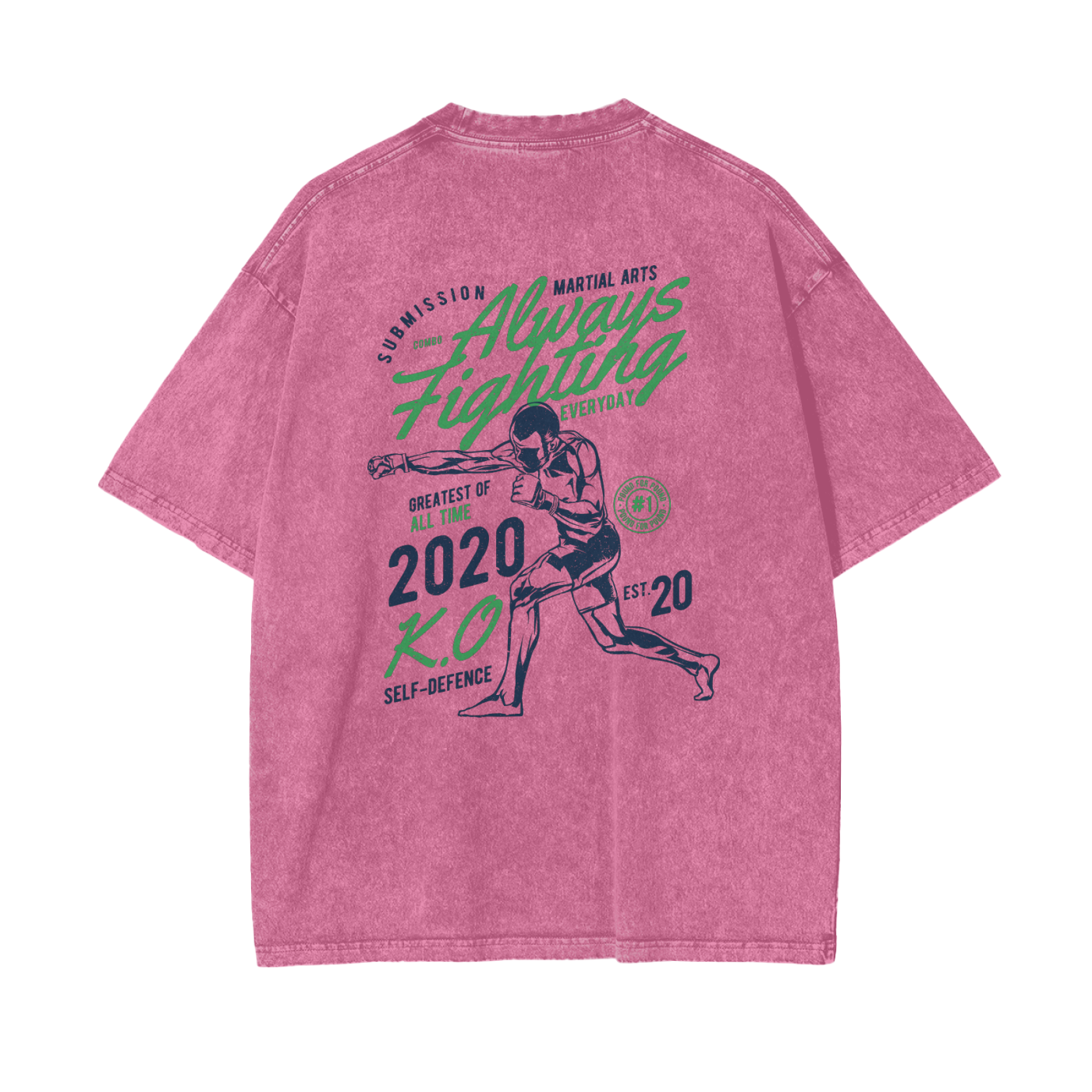 Always Fighting Green and Blue Text T-shirt - ARETE