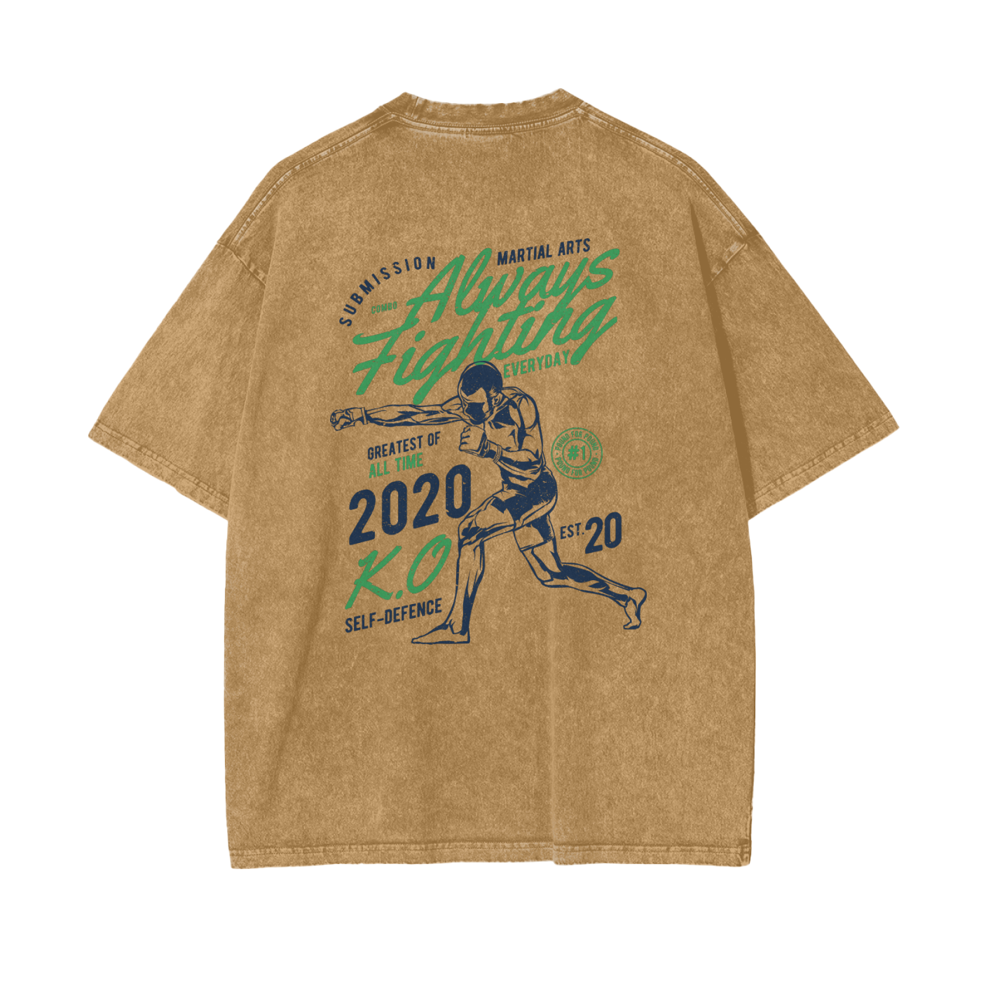 Always Fighting Green and Blue Text T-shirt - ARETE