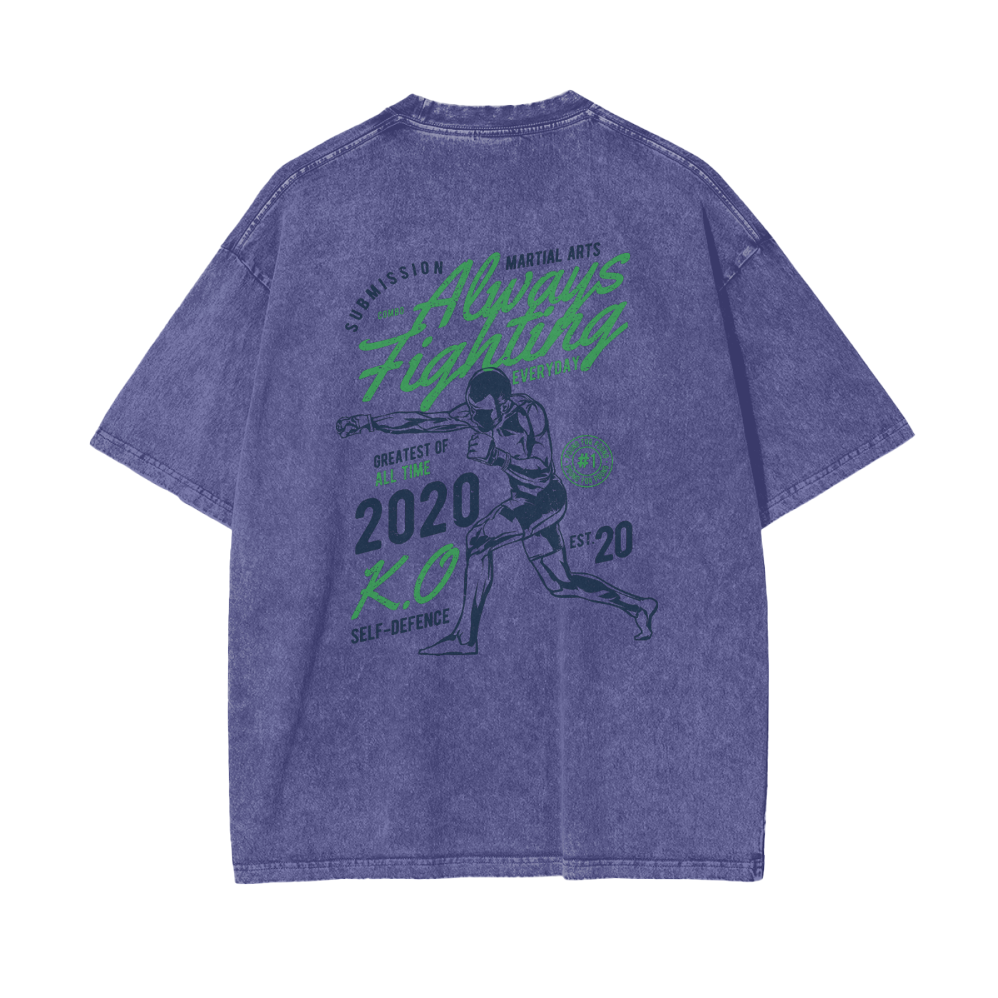 Always Fighting Green and Blue Text T-shirt - ARETE