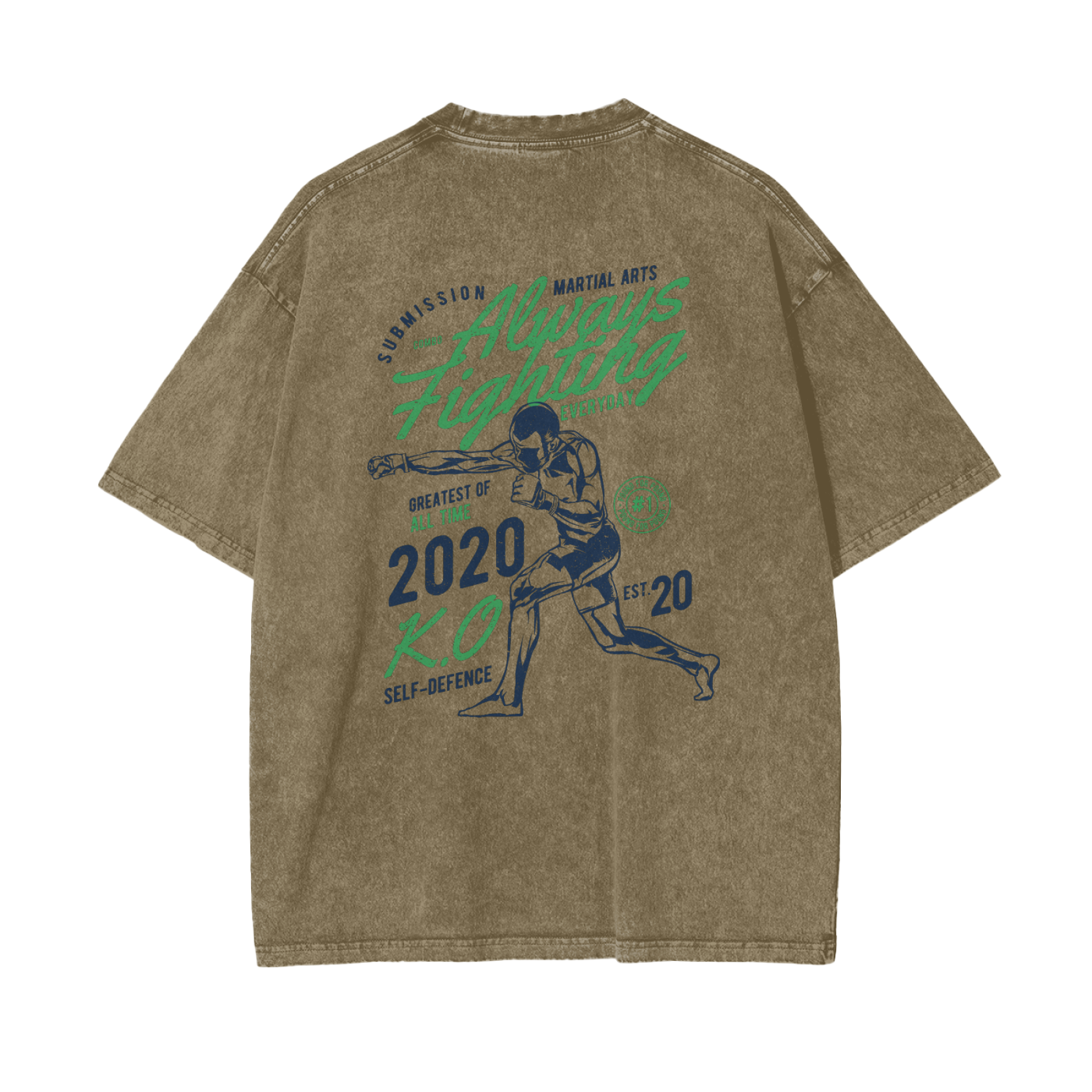 Always Fighting Green and Blue Text T-shirt - ARETE