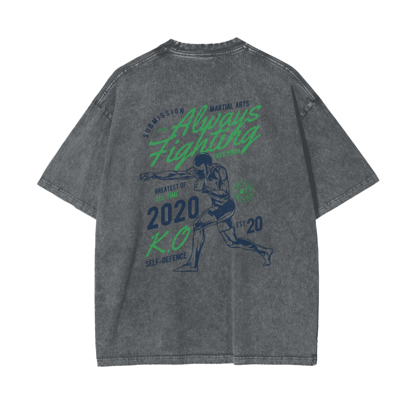 Always Fighting Green and Blue Text T-shirt - ARETE