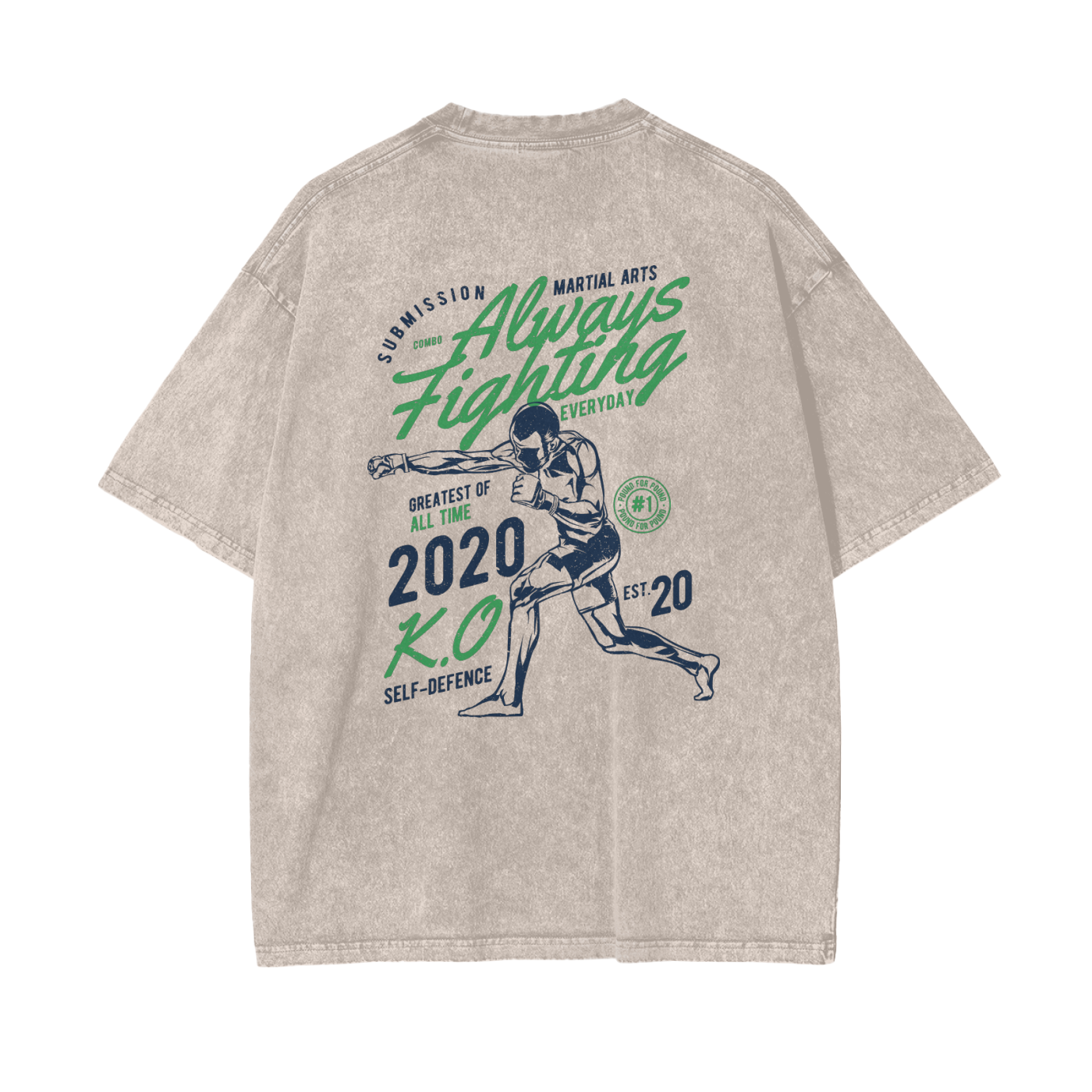 Always Fighting Green and Blue Text T-shirt - ARETE