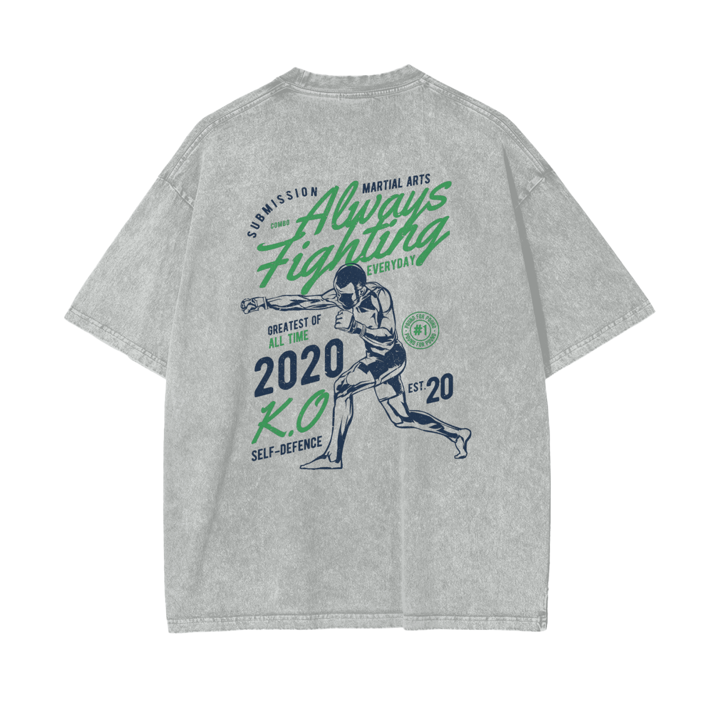 Always Fighting Green and Blue Text T-shirt - ARETE