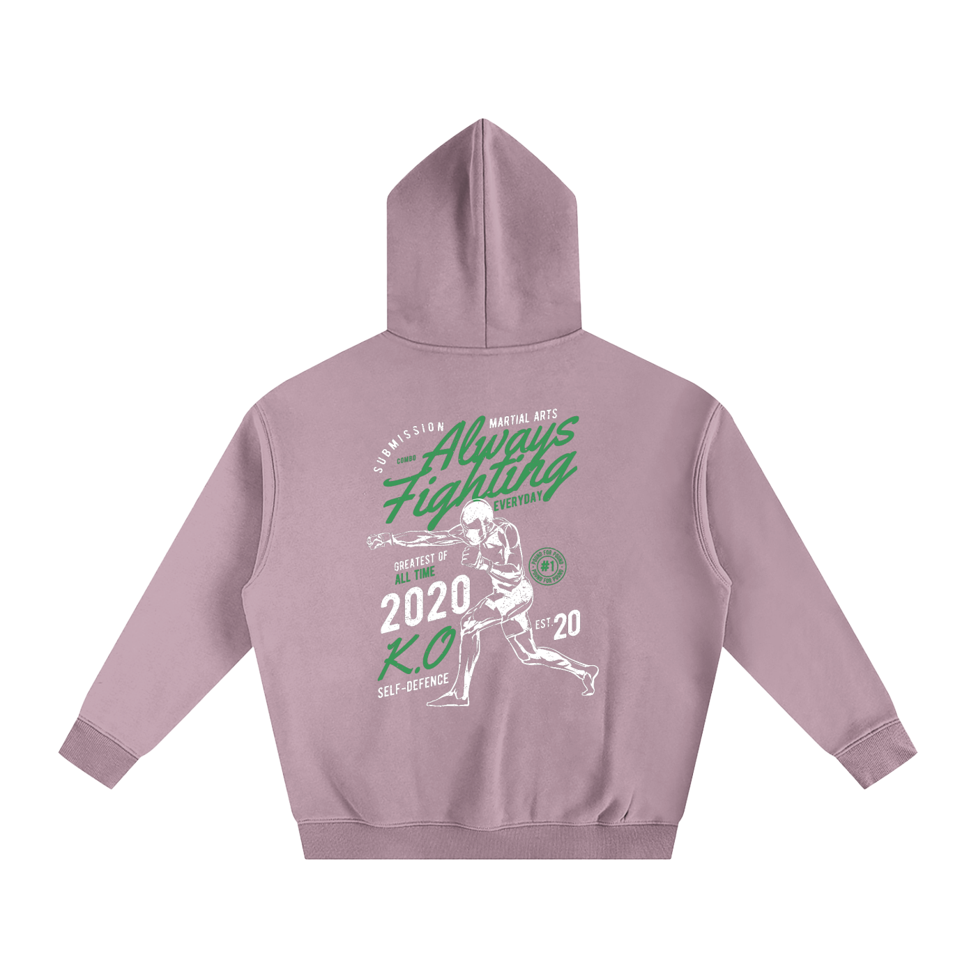 Always Fighting Green and White Text Hoodie - ARETE