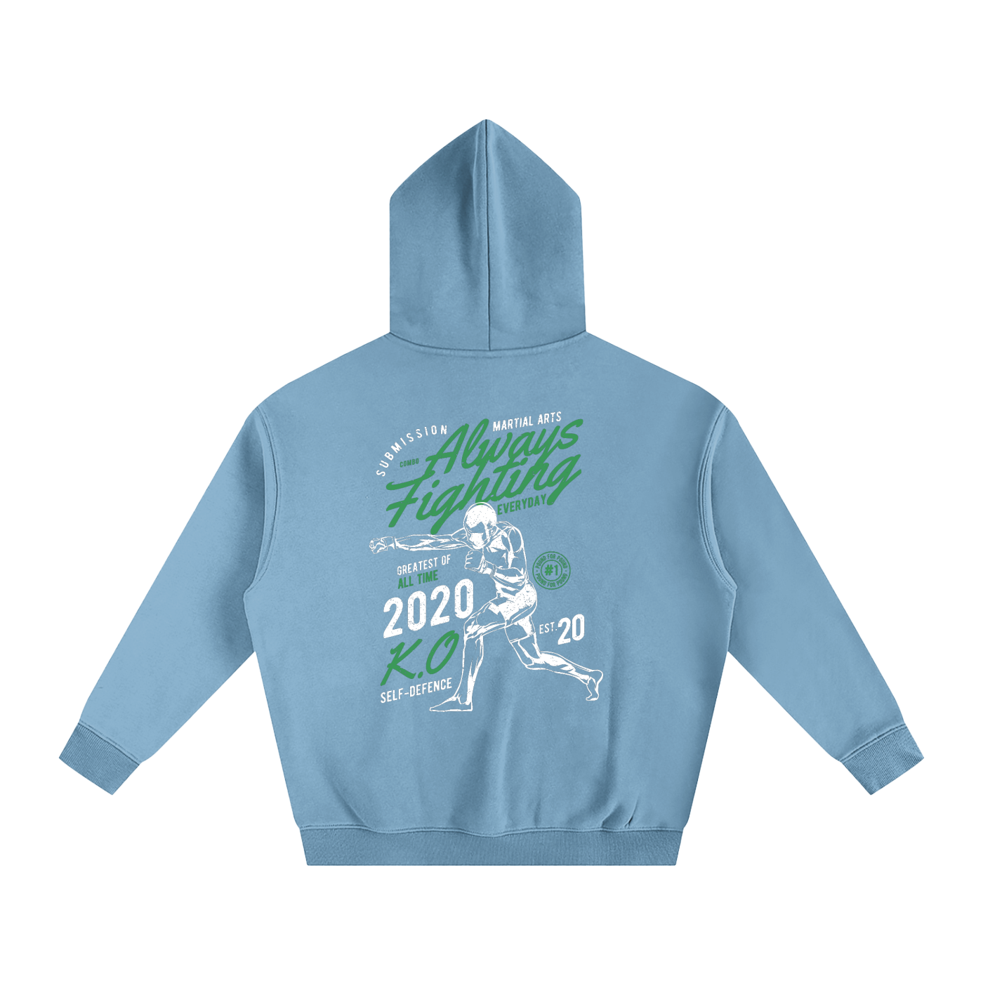 Always Fighting Green and White Text Hoodie - ARETE