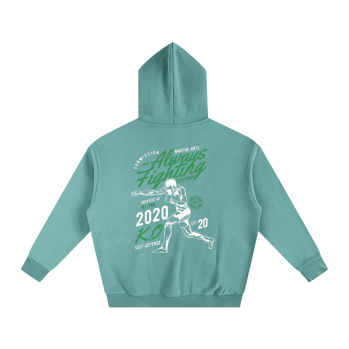 Always Fighting Green and White Text Hoodie - ARETE