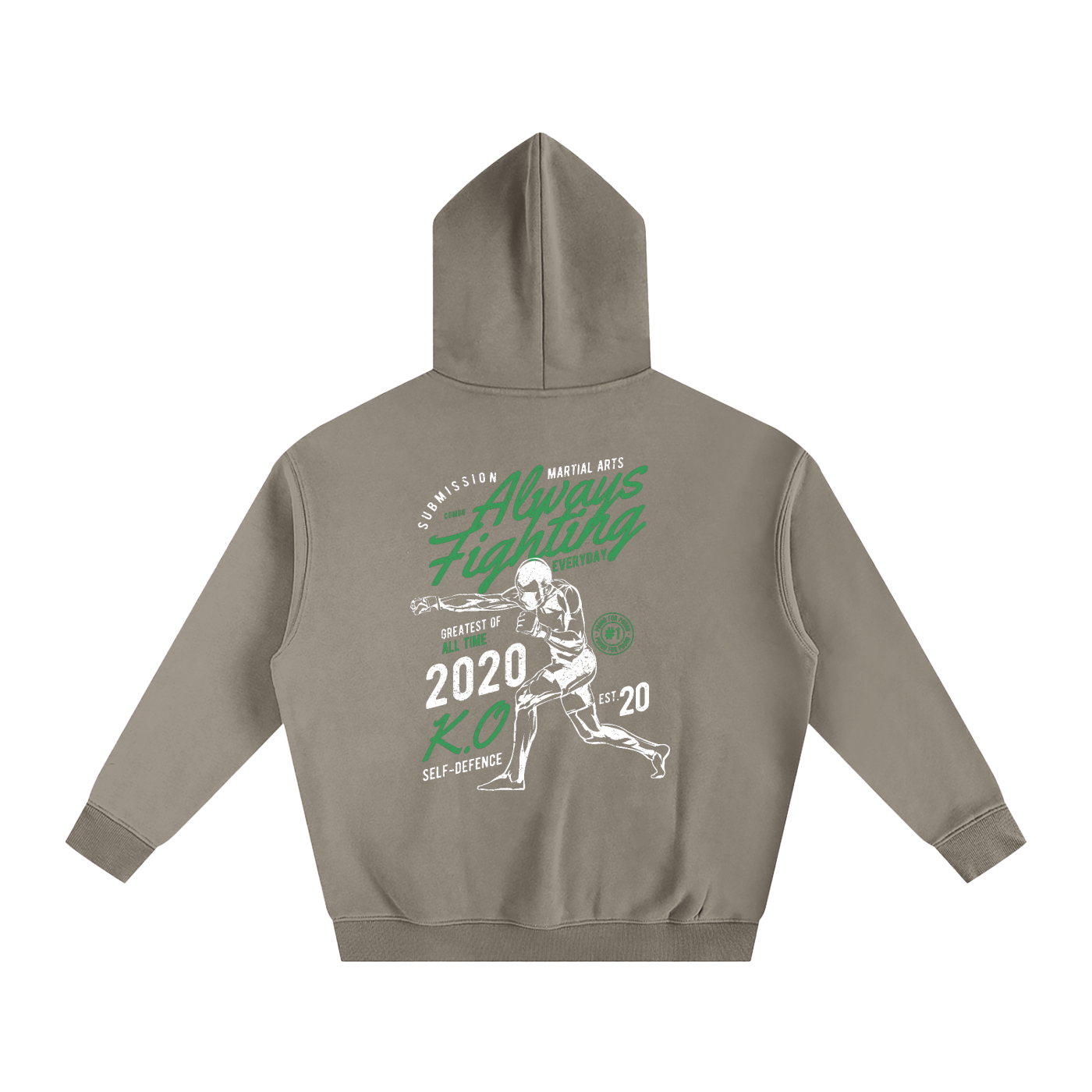 Always Fighting Green and White Text Hoodie - ARETE