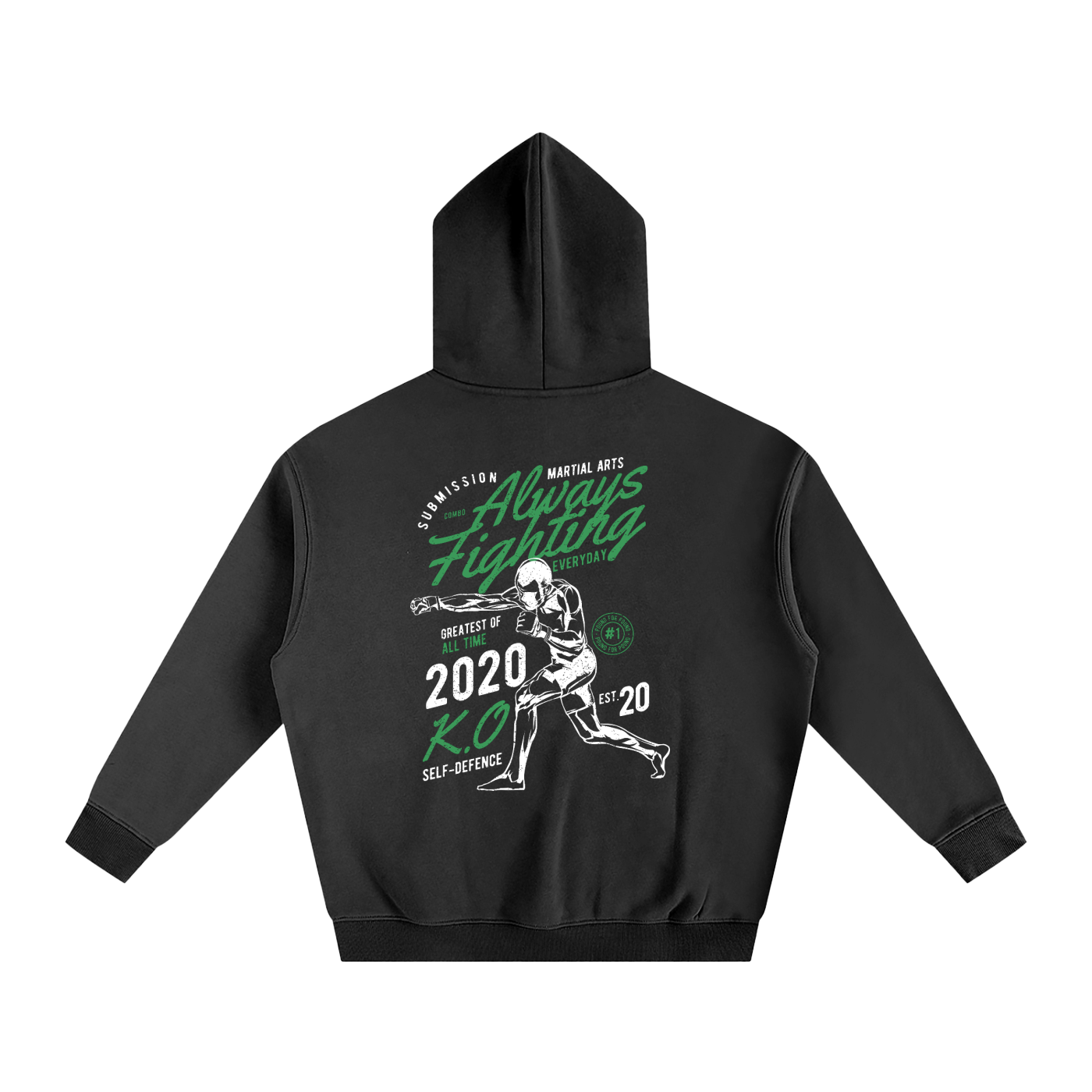 Always Fighting Green and White Text Hoodie - ARETE