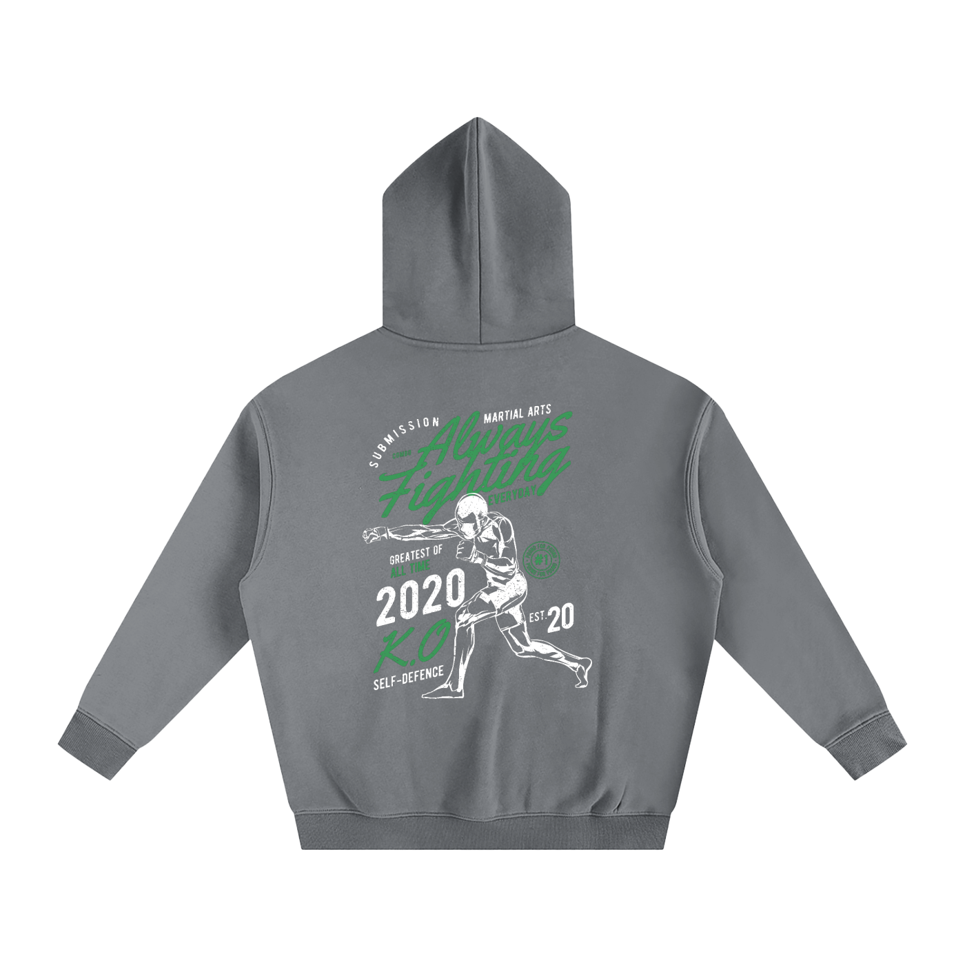 Always Fighting Green and White Text Hoodie - ARETE