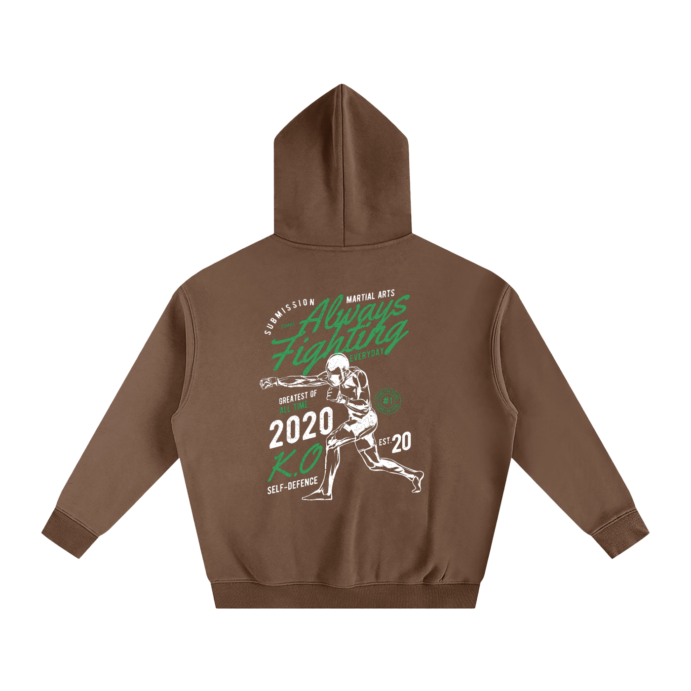 Always Fighting Green and White Text Hoodie - ARETE