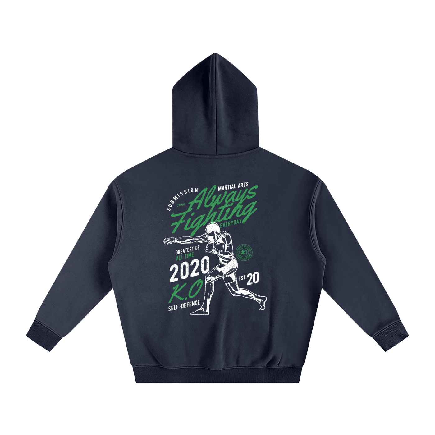Always Fighting Green and White Text Hoodie - ARETE