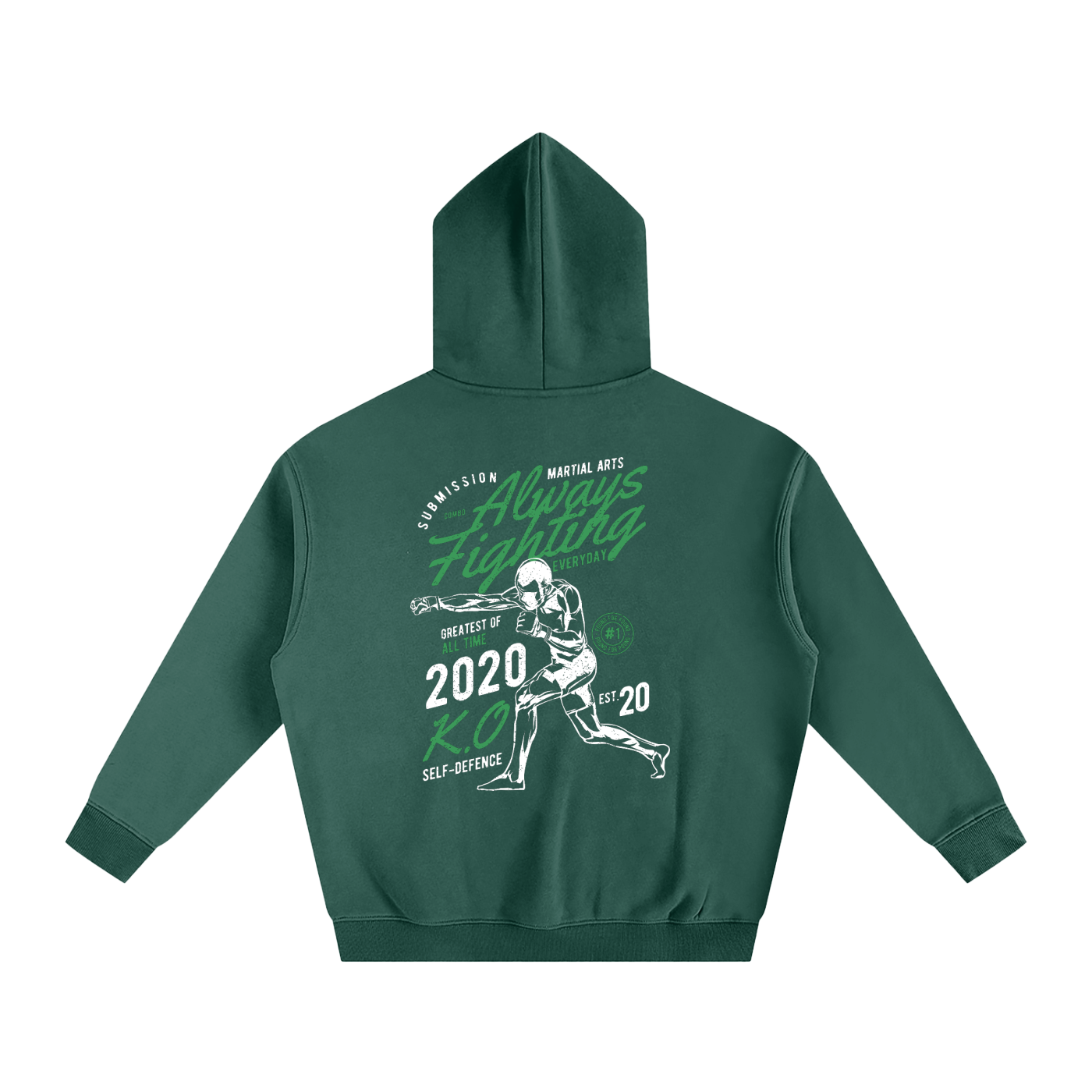 Always Fighting Green and White Text Hoodie - ARETE