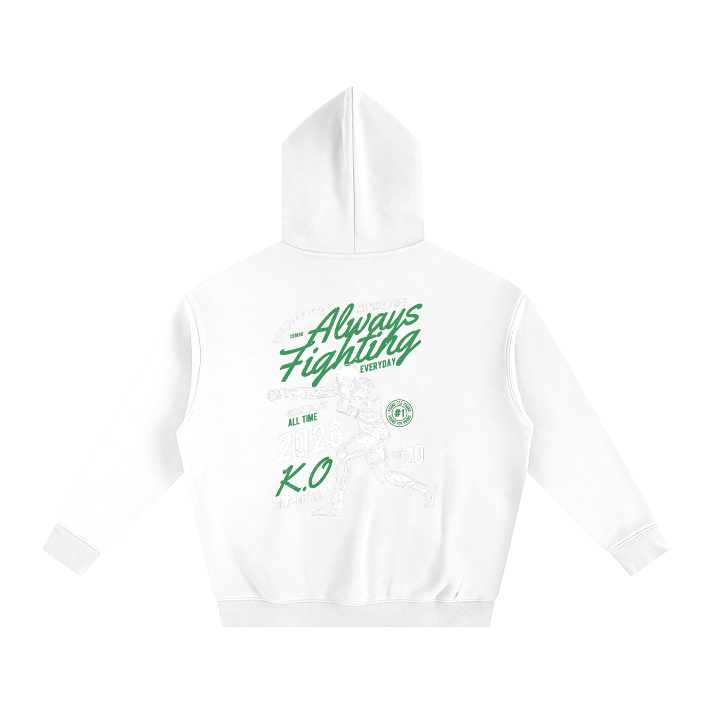 Always Fighting Green and White Text Hoodie - ARETE
