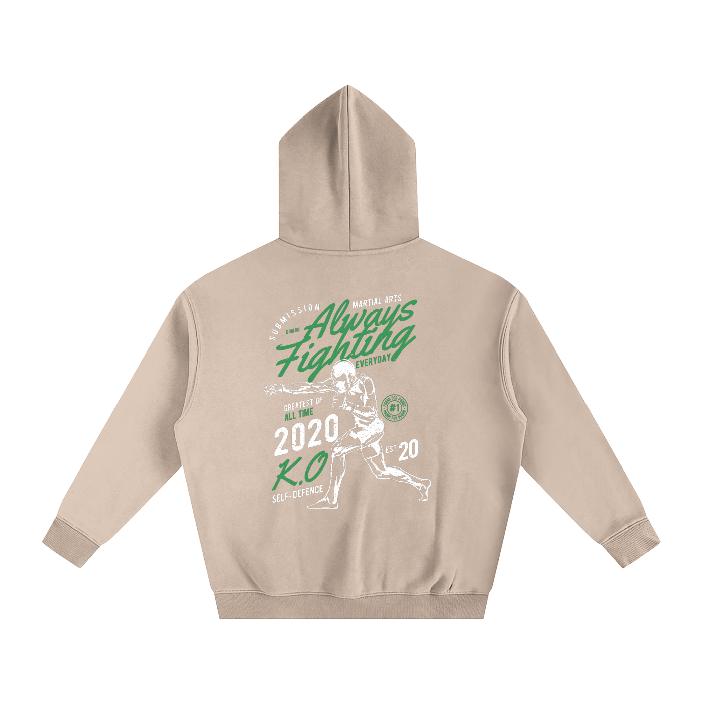 Always Fighting Green and White Text Hoodie - ARETE