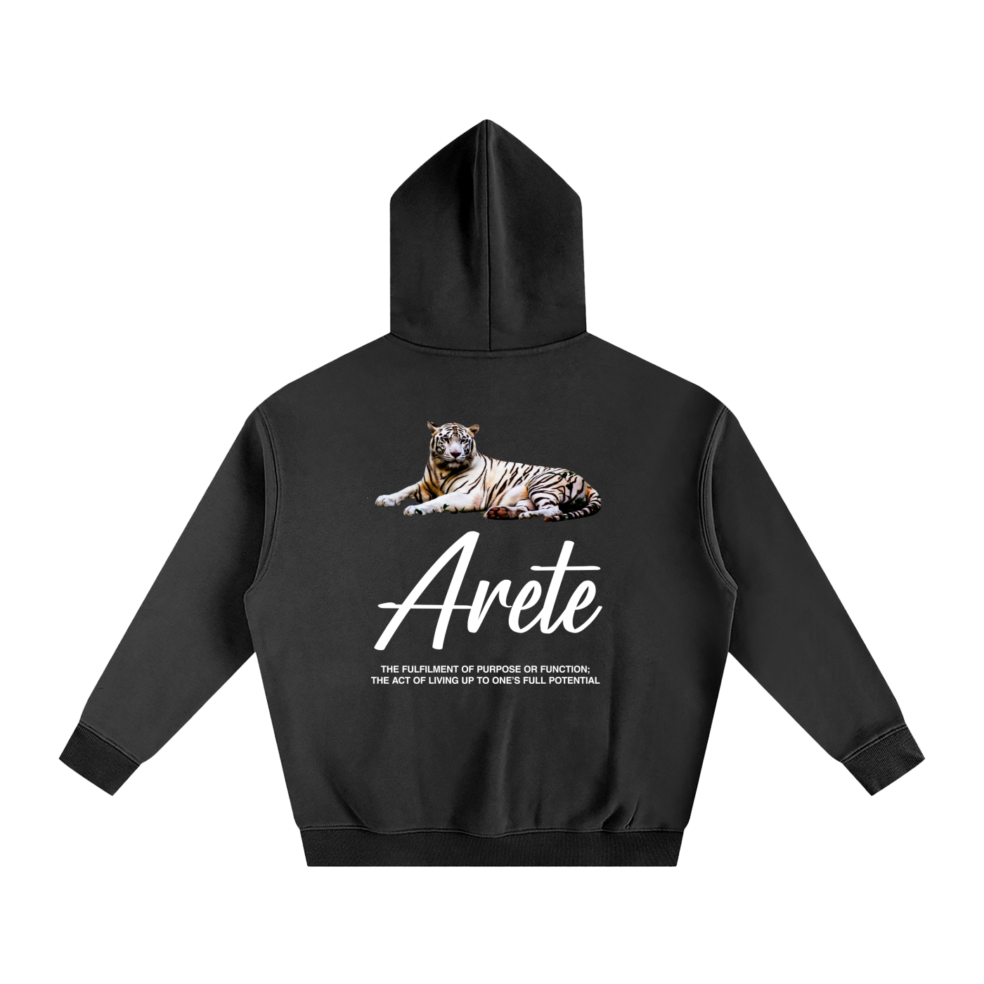 Signature White Text Hoodie - ARETE