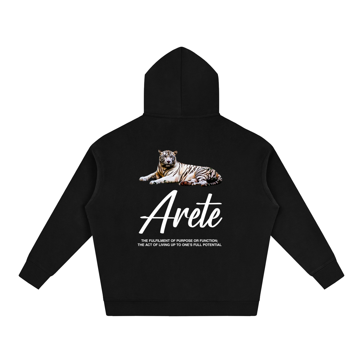 New - Signature White Text Hoodie - ARETE