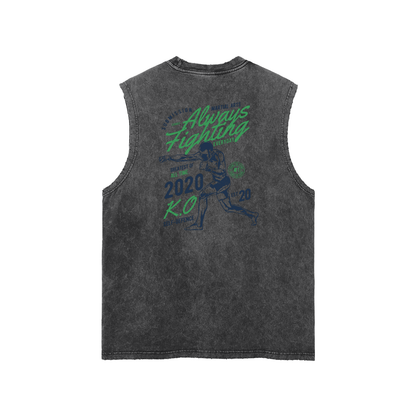 Always Fighting Green and Blue Text Tank Top - ARETE