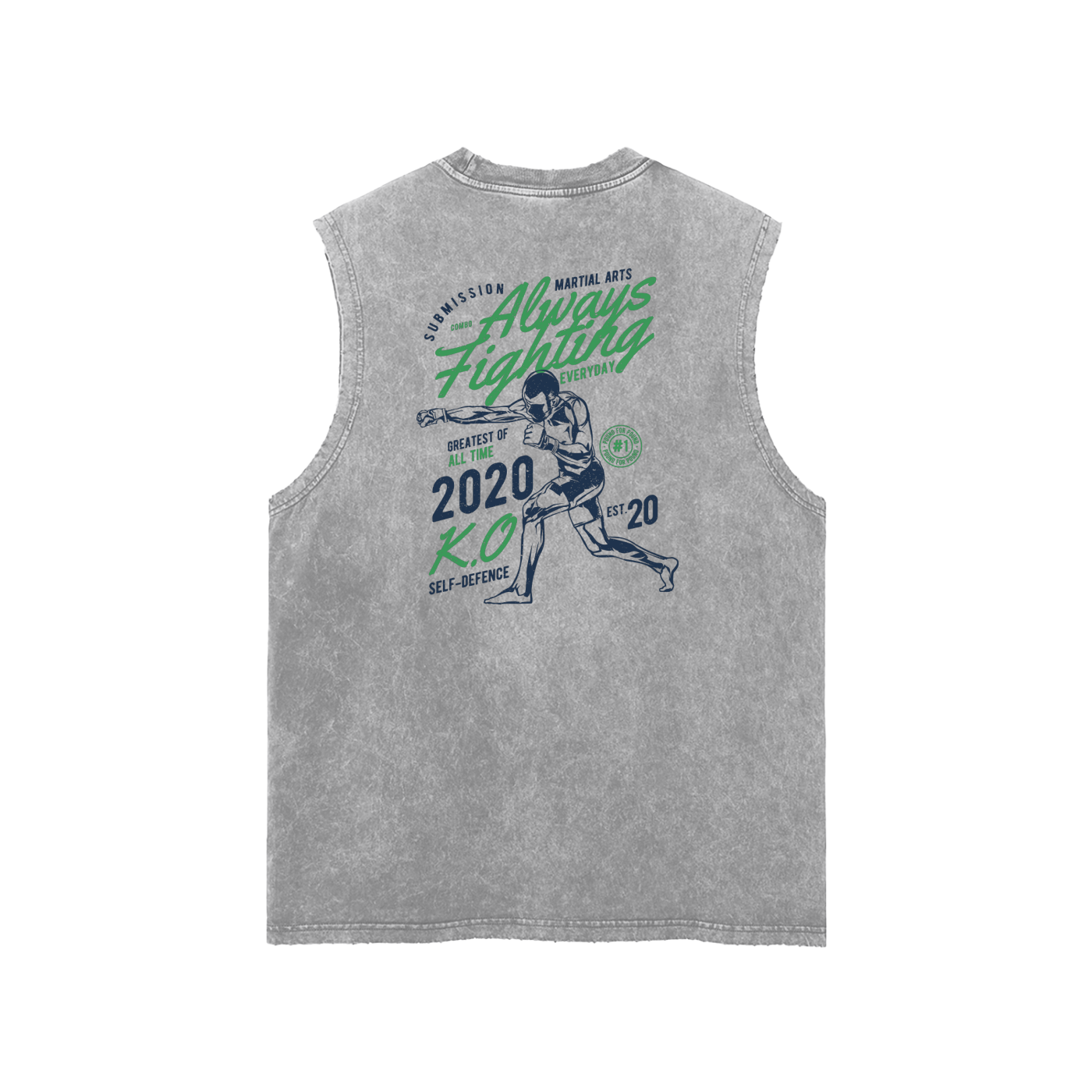 Always Fighting Green and Blue Text Tank Top - ARETE