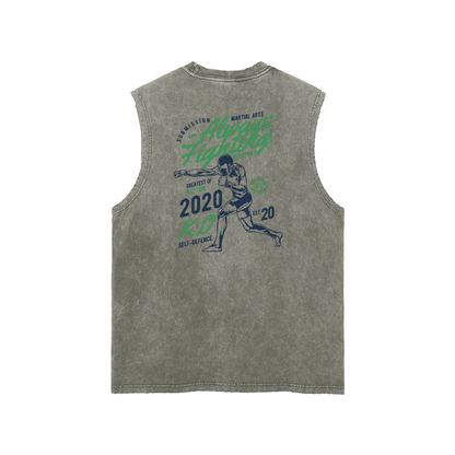 Always Fighting Green and Blue Text Tank Top - ARETE