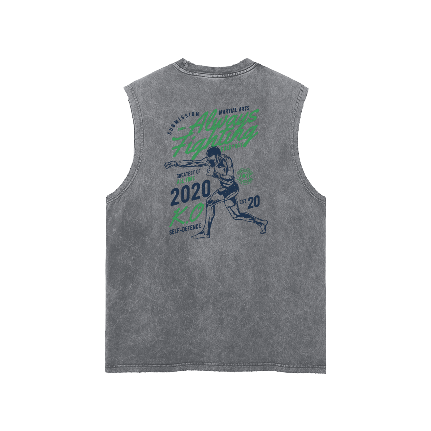 Always Fighting Green and Blue Text Tank Top - ARETE
