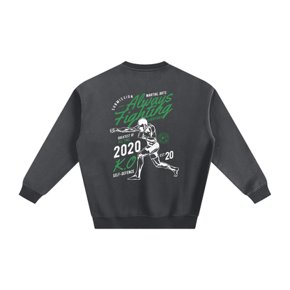 Always Fighting Green and White Text Sweatshirt - ARETE