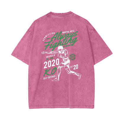 Always Fighting Green and White Text T-shirt - ARETE