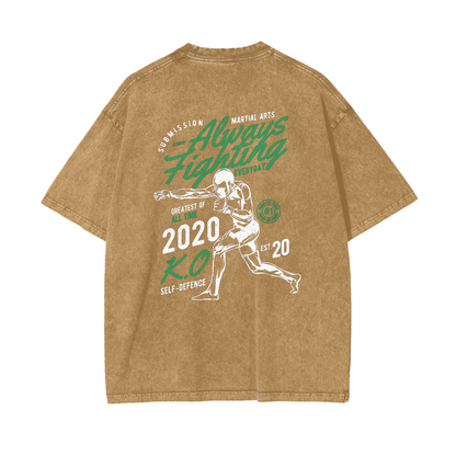 Always Fighting Green and White Text T-shirt - ARETE