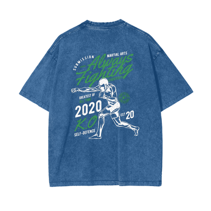 Always Fighting Green and White Text T-shirt - ARETE