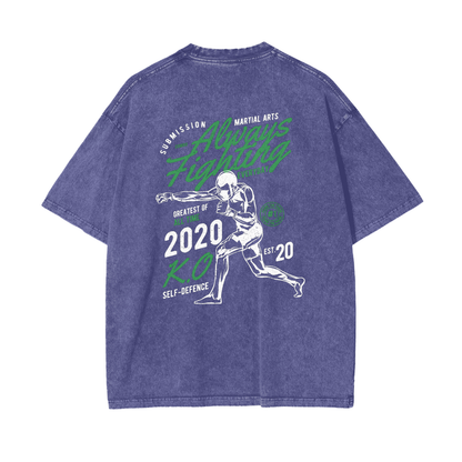 Always Fighting Green and White Text T-shirt - ARETE