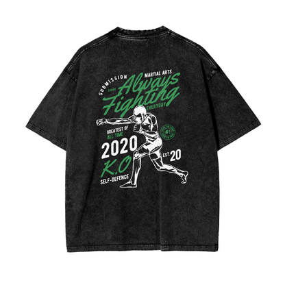 Always Fighting Green and White Text T-shirt - ARETE