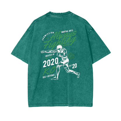 Always Fighting Green and White Text T-shirt - ARETE