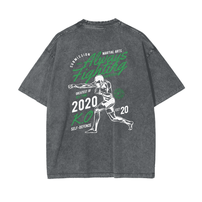 Always Fighting Green and White Text T-shirt - ARETE