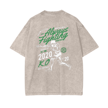 Always Fighting Green and White Text T-shirt - ARETE