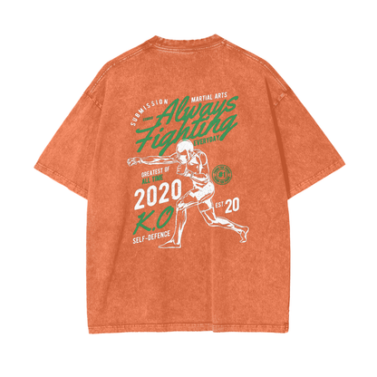 Always Fighting Green and White Text T-shirt - ARETE