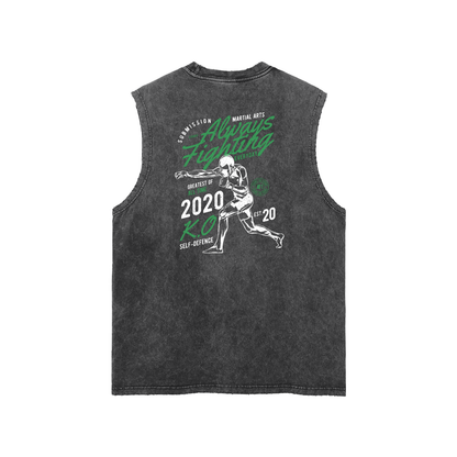Always Fighting Green and White Text Tank Top - ARETE