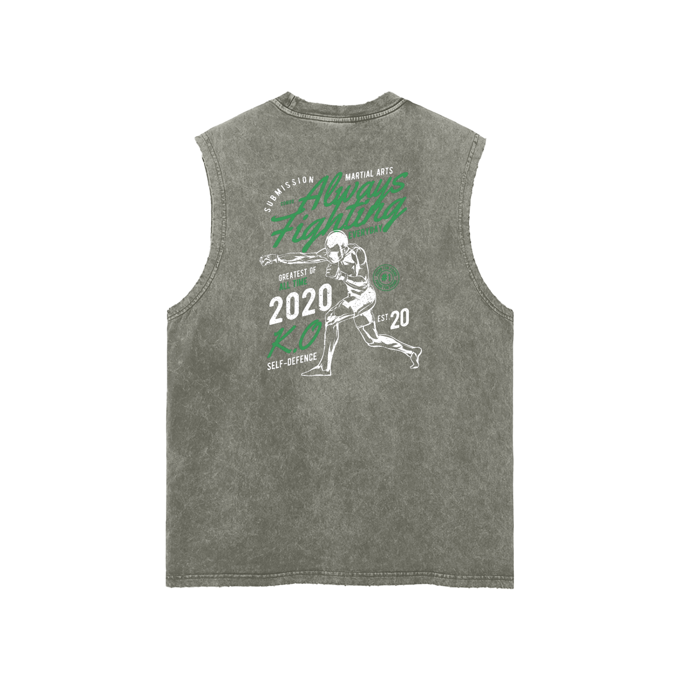 Always Fighting Green and White Text Tank Top - ARETE