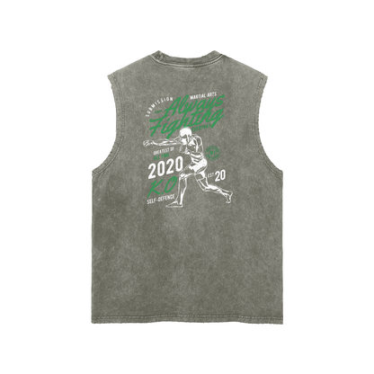 Always Fighting Green and White Text Tank Top - ARETE