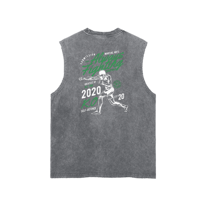 Always Fighting Green and White Text Tank Top - ARETE