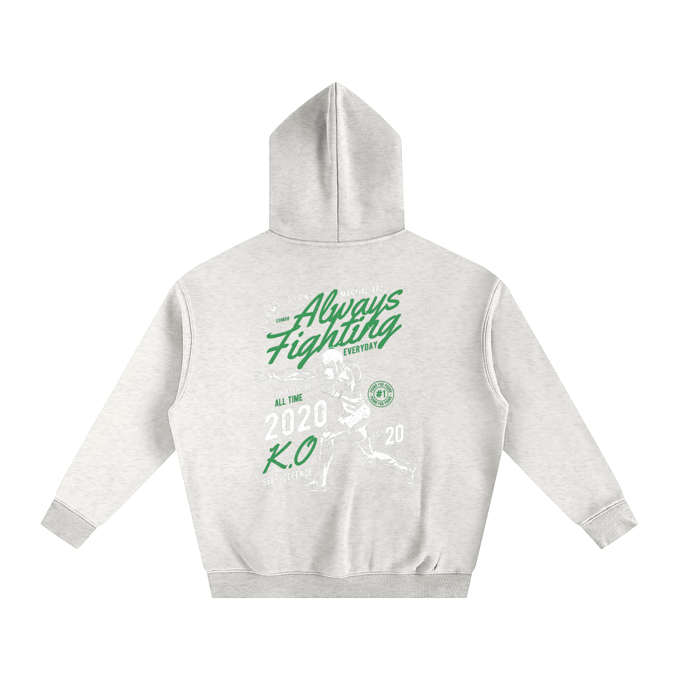 Always Fighting Green and White Text Hoodie - ARETE