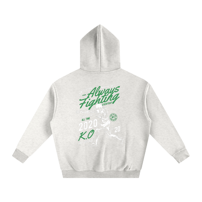 Always Fighting Green and White Text Hoodie - ARETE
