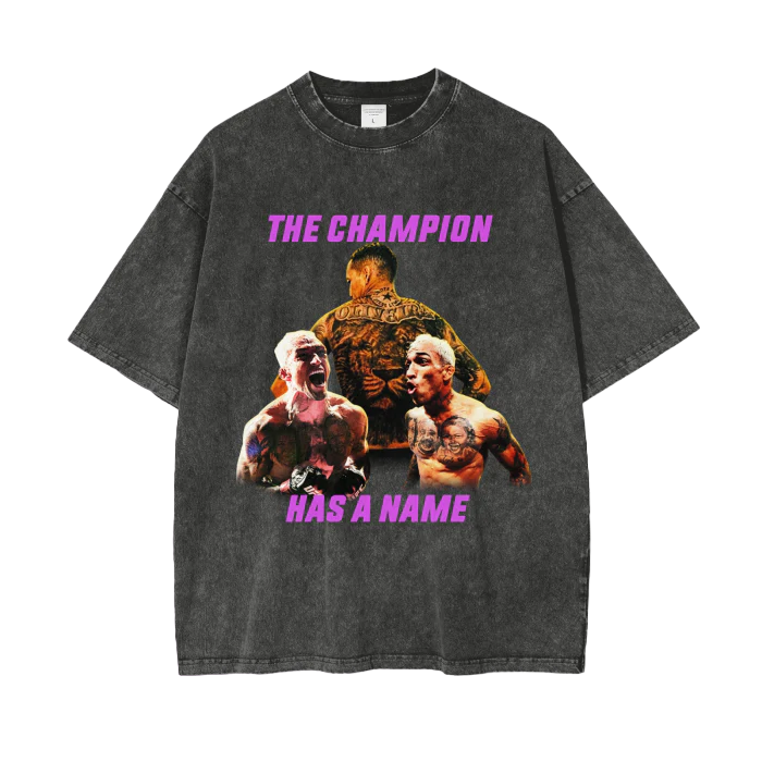 THE CHAMPION HAS A NAME purple text T-Shirt - ARETE