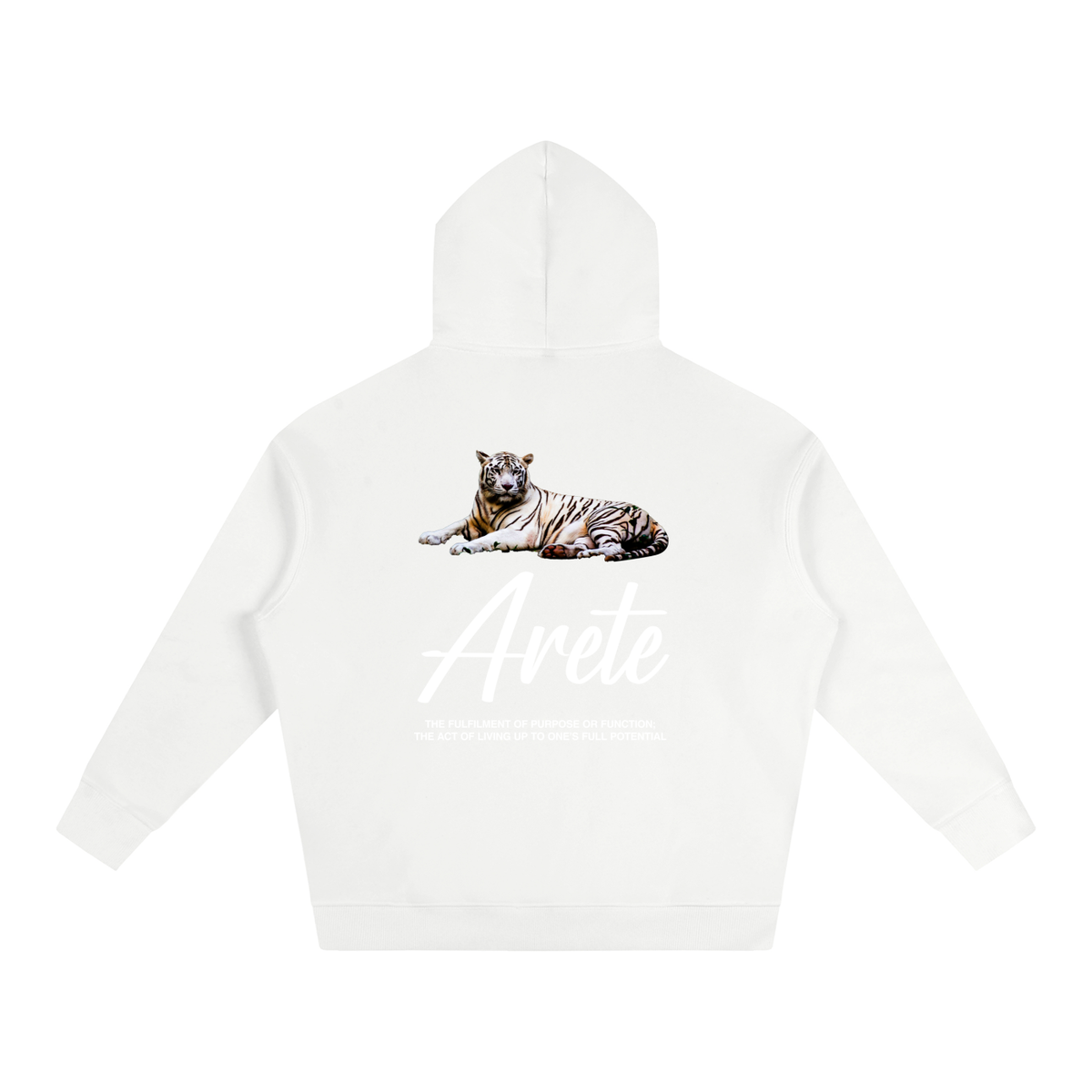 New - Signature White Text Hoodie - ARETE
