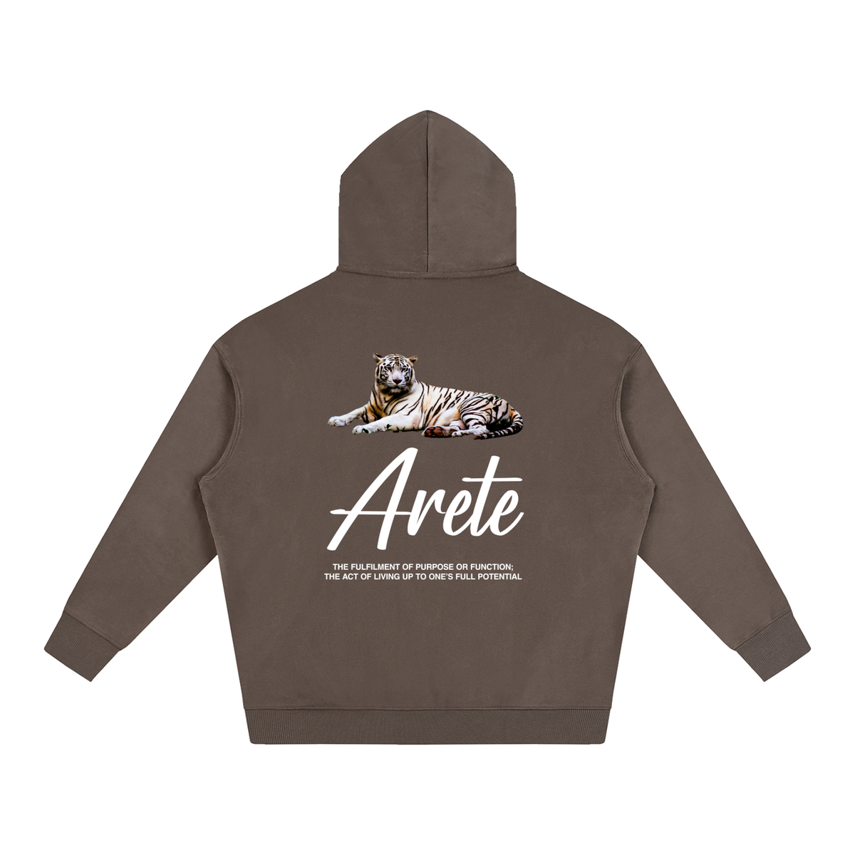 New - Signature White Text Hoodie - ARETE