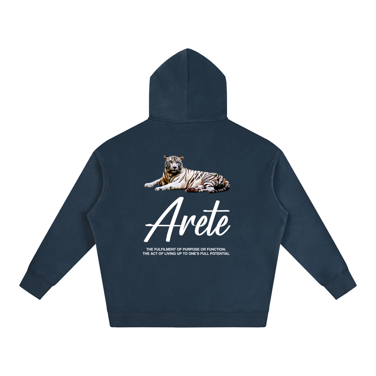 New - Signature White Text Hoodie - ARETE