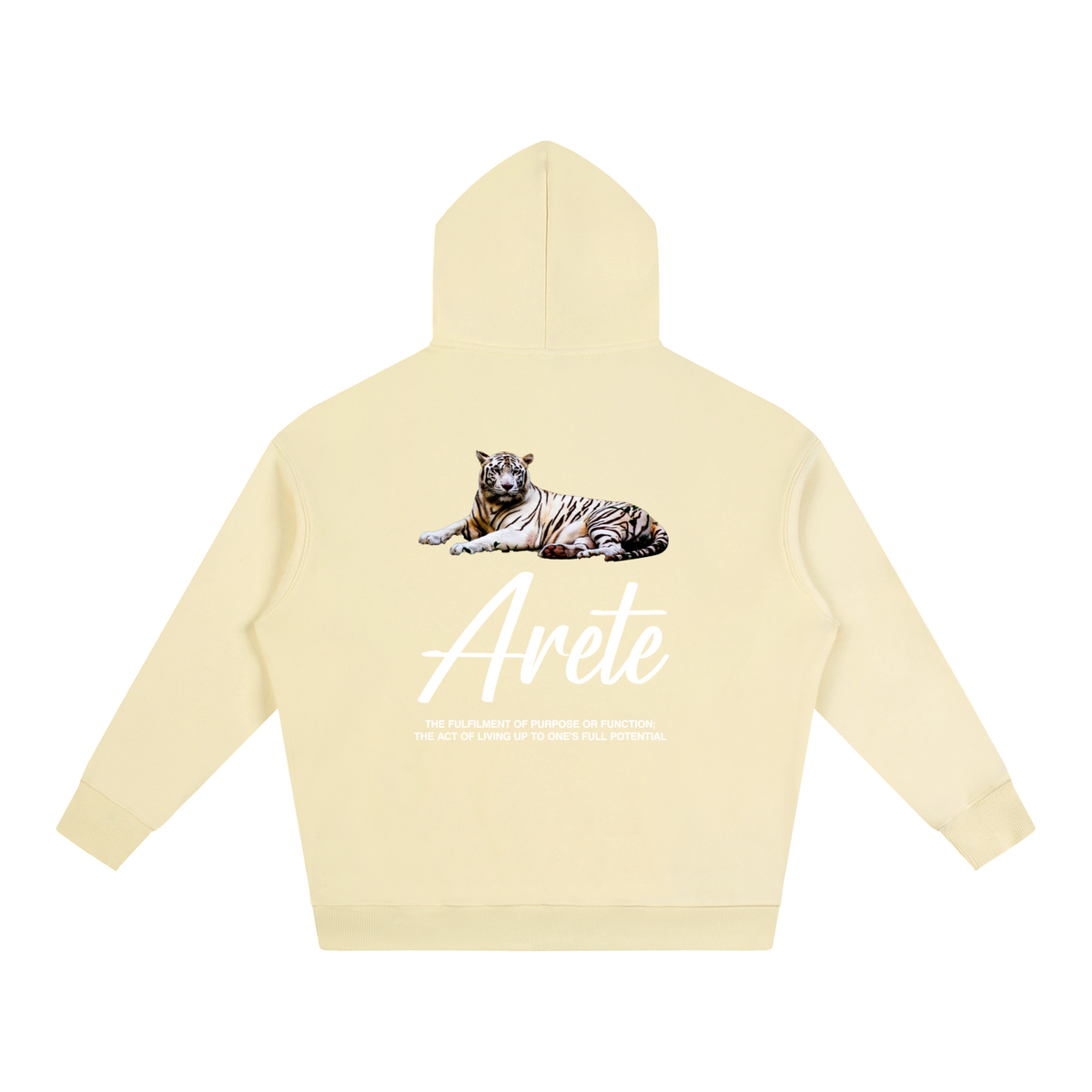 New - Signature White Text Hoodie - ARETE
